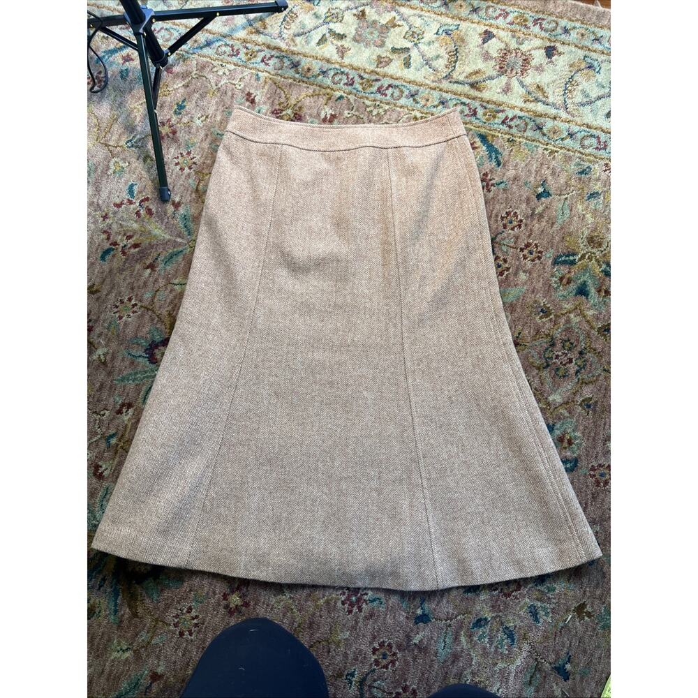 Vintage Talbots 100% Wool A-line Midi Button Front Skirt Brown Herringbone 6 - Picture 9 of 9